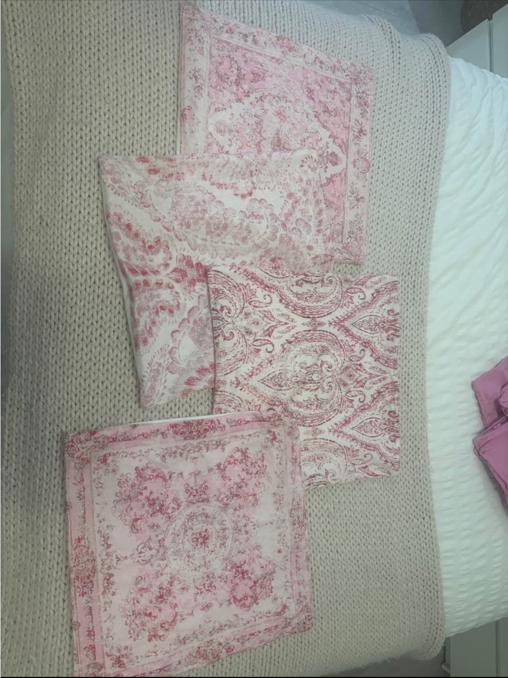 Paisley Pink and Cream Decorative Pillow Covers - Elegant Home Accent